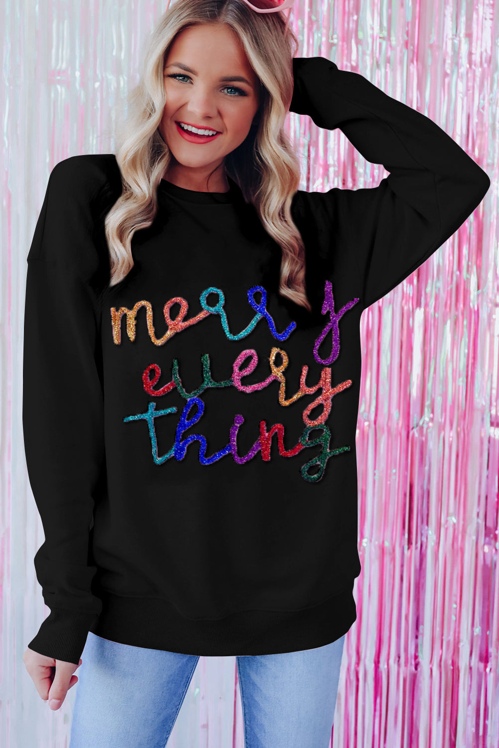 Merry Every Thing Glitter  Sweatshirt, S-XL