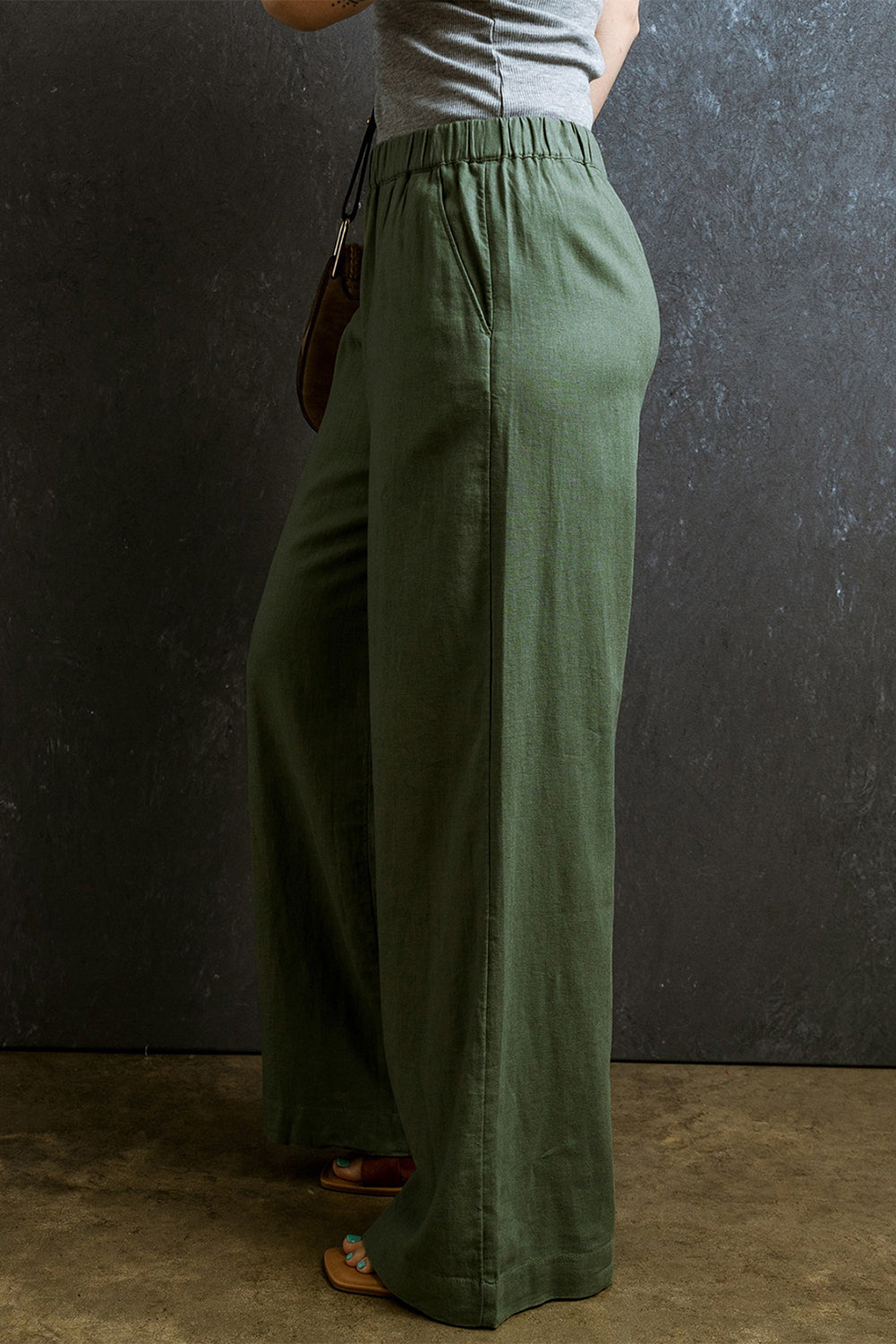 Elastic Waist Casual Wide Leg Pants, S-XL