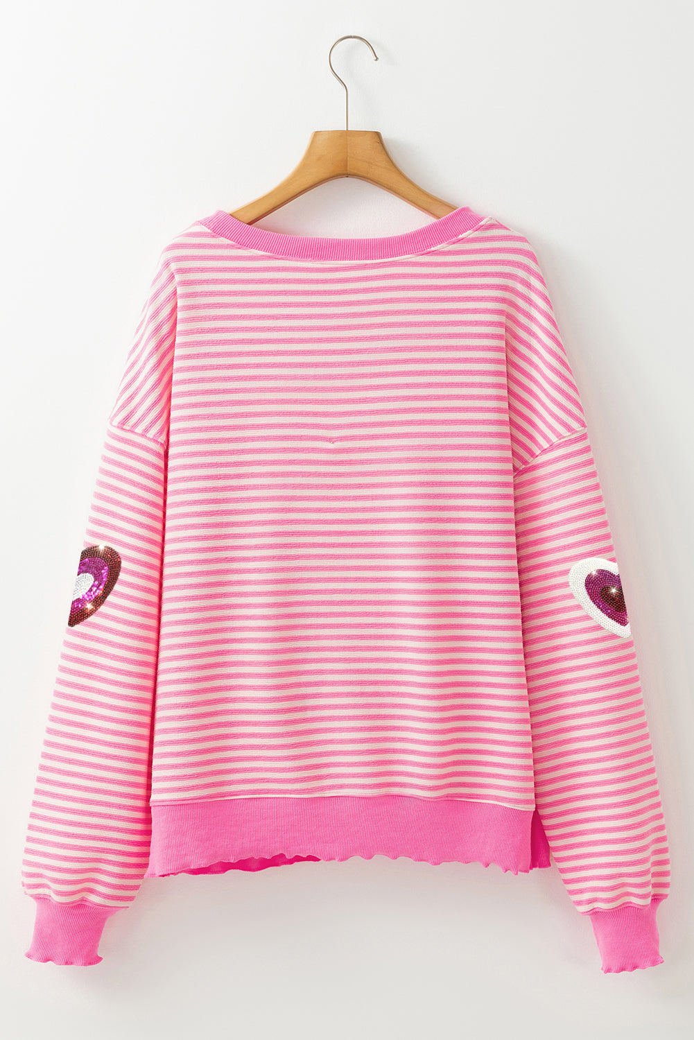 Be Still My Heart Stripe Sequin Heart Valentines Top