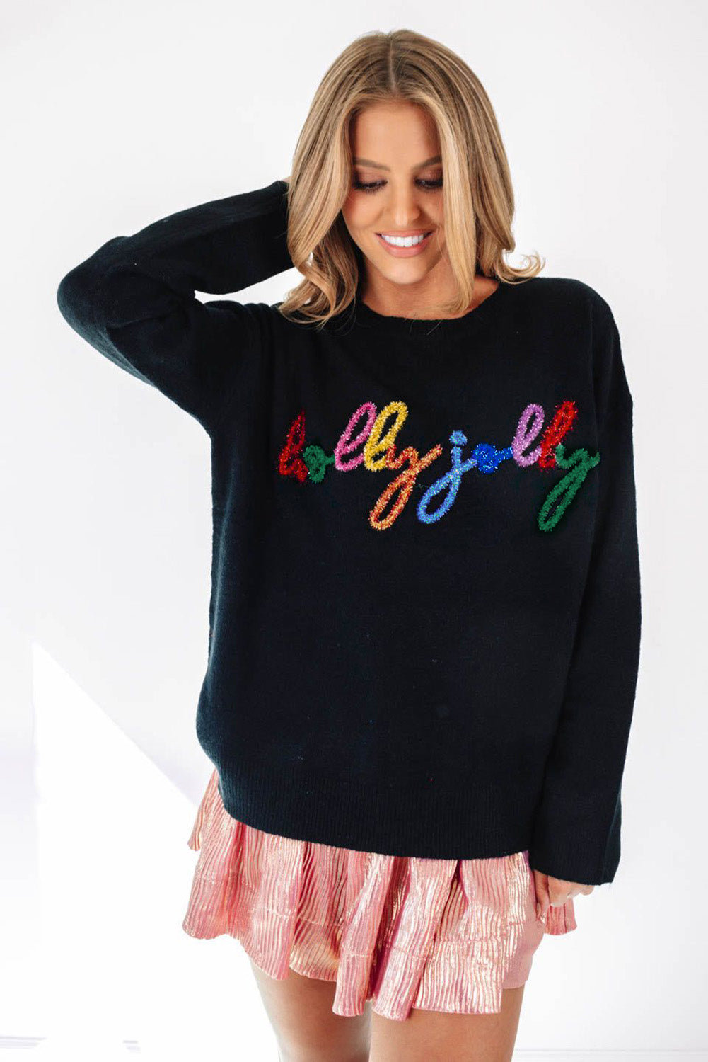 Holly Jolly Round Neck Casual Sweater, S-XL