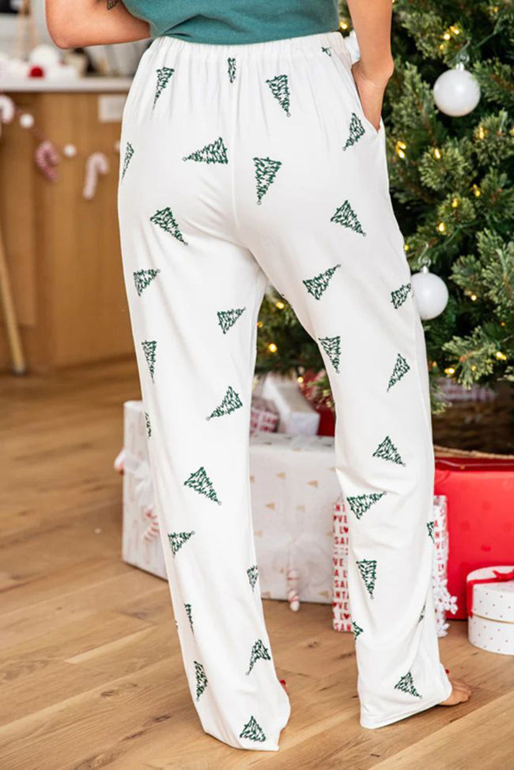 Christmas Tree Print Tee and Pants Lounge Set, S-XL