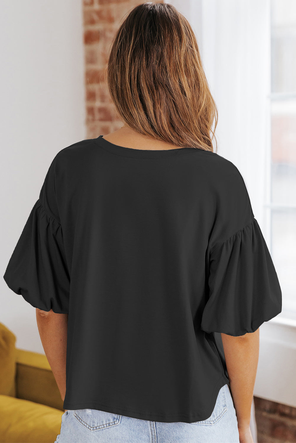 Basic Bubble Sleeve Blouse, S-2XL, several color choices