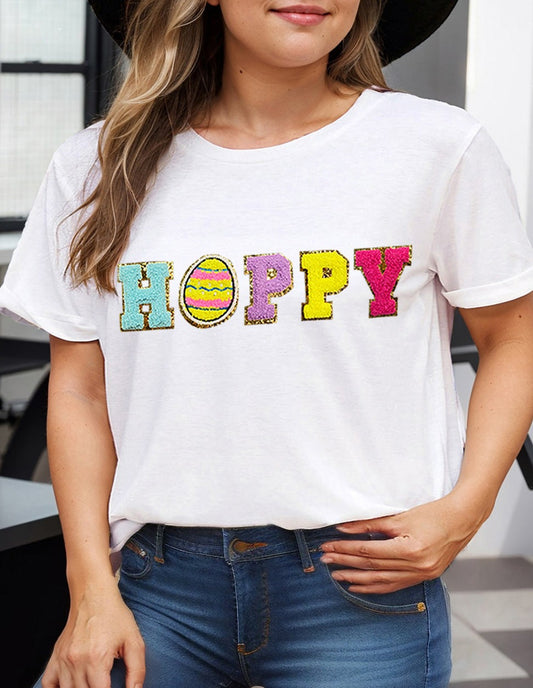 HOPPY Chenille Embroidered Easter Fashion Tee, 1XL-3XL