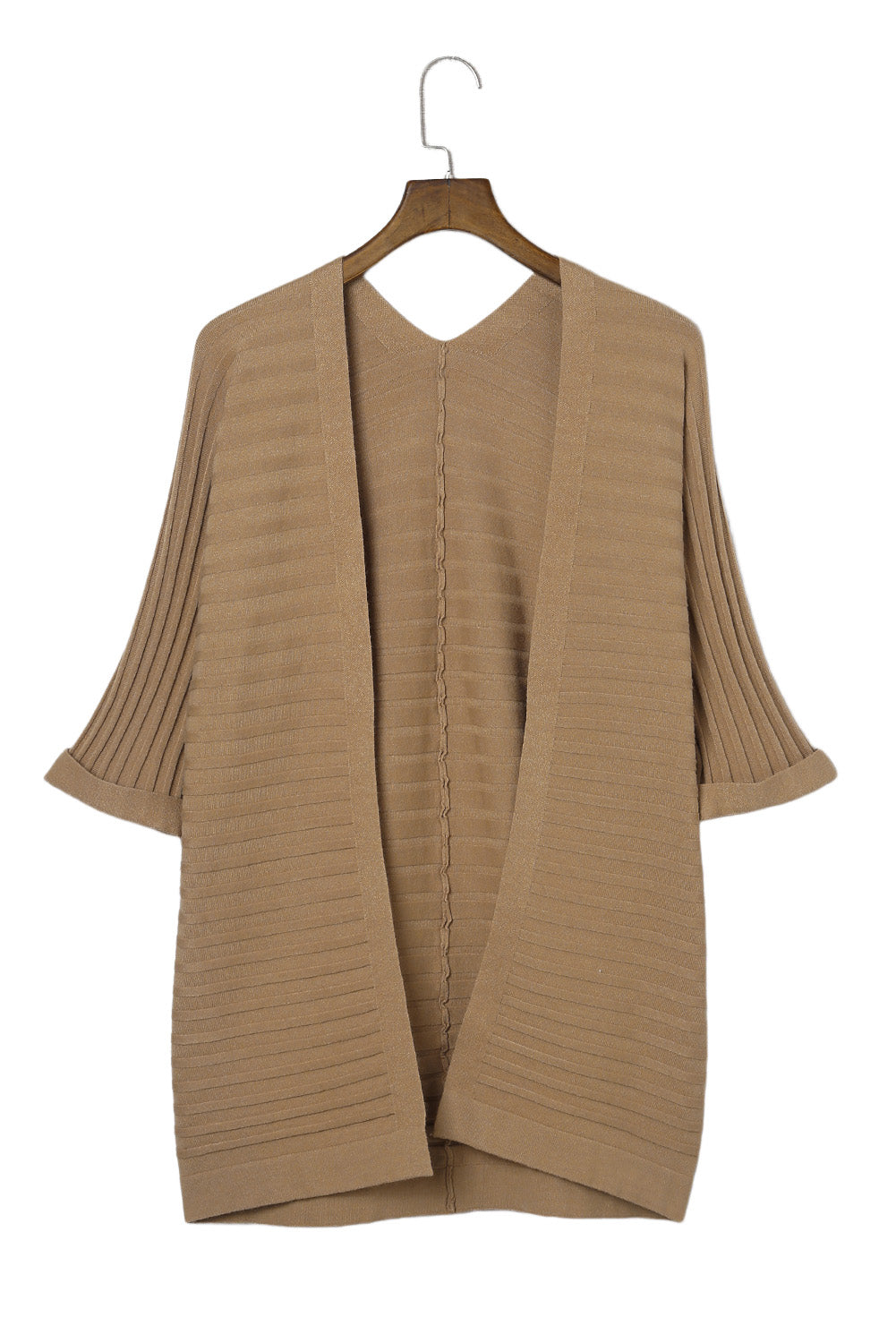 Ribbed Knit Kimono 3/4 Sleeve Open Front, S-2X, Several color choices!