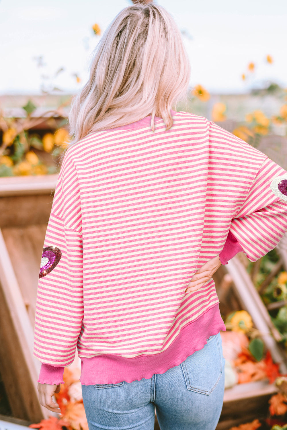 Be Still My Heart Stripe Sequin Heart Valentines Top