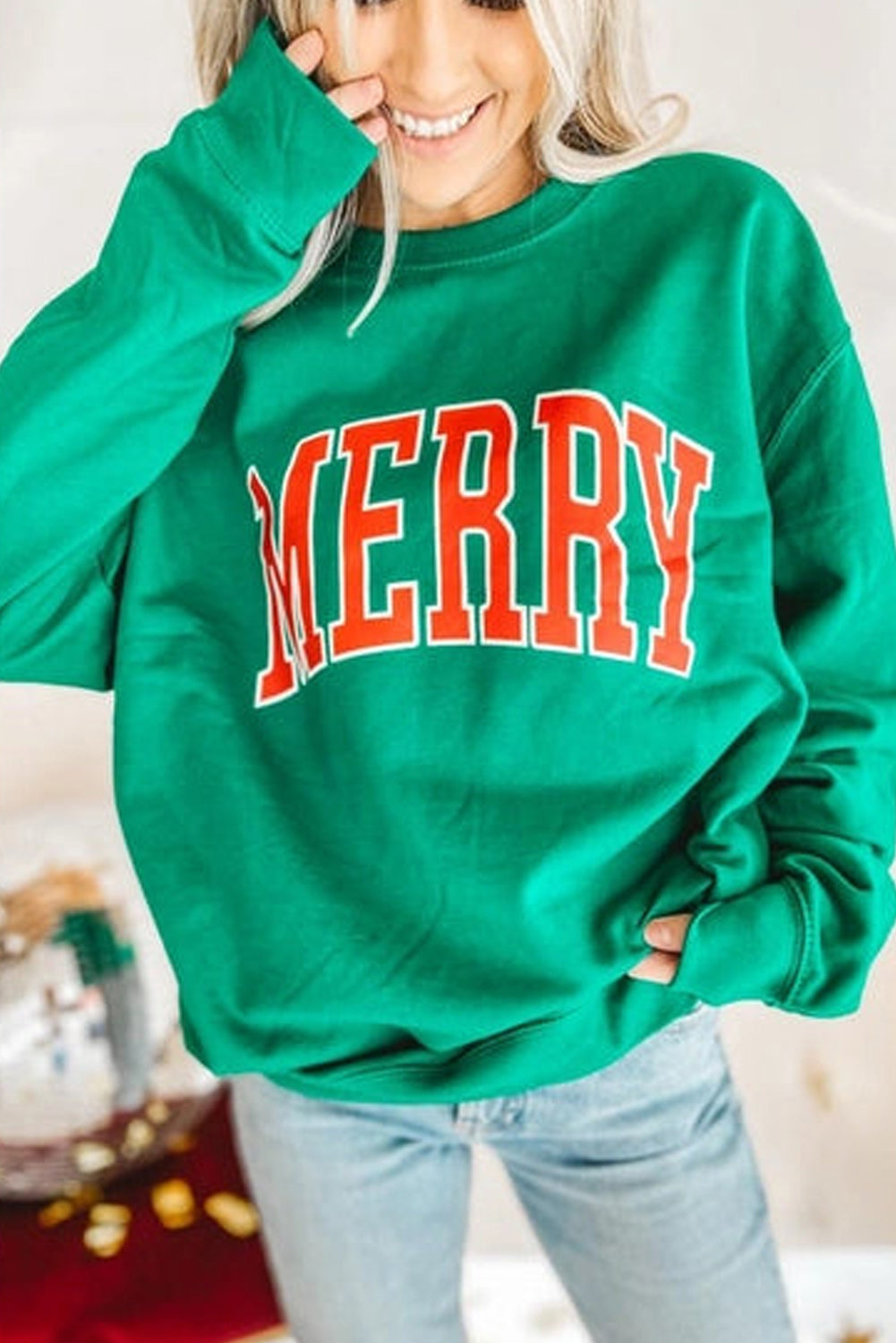 LUCKY Chenille Embroidered Pullover Sweatshirt, S-XL