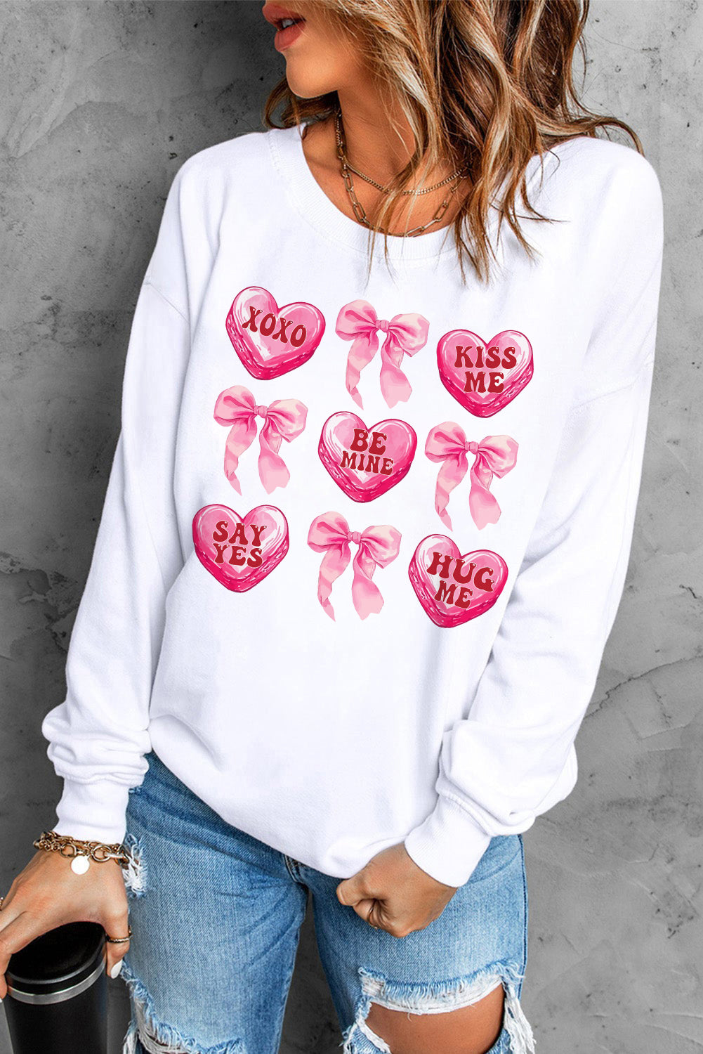 Bless Your Heart Valentine Candy Heart & Bow Sweatshirt