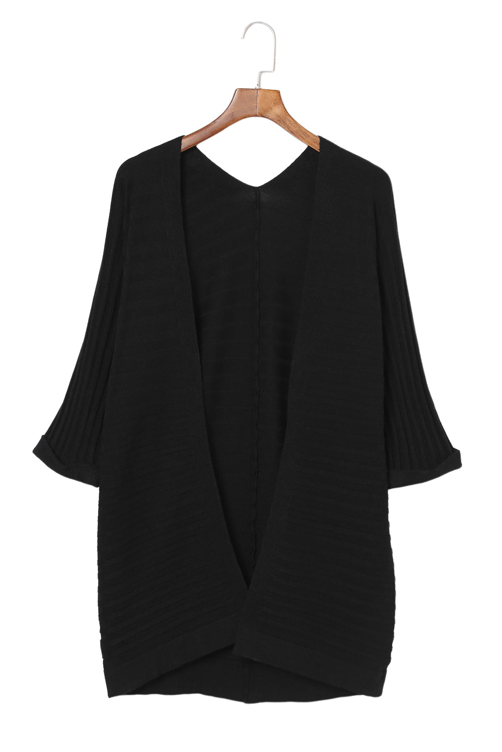 Ribbed Knit Kimono 3/4 Sleeve Open Front, S-2X, Several color choices!