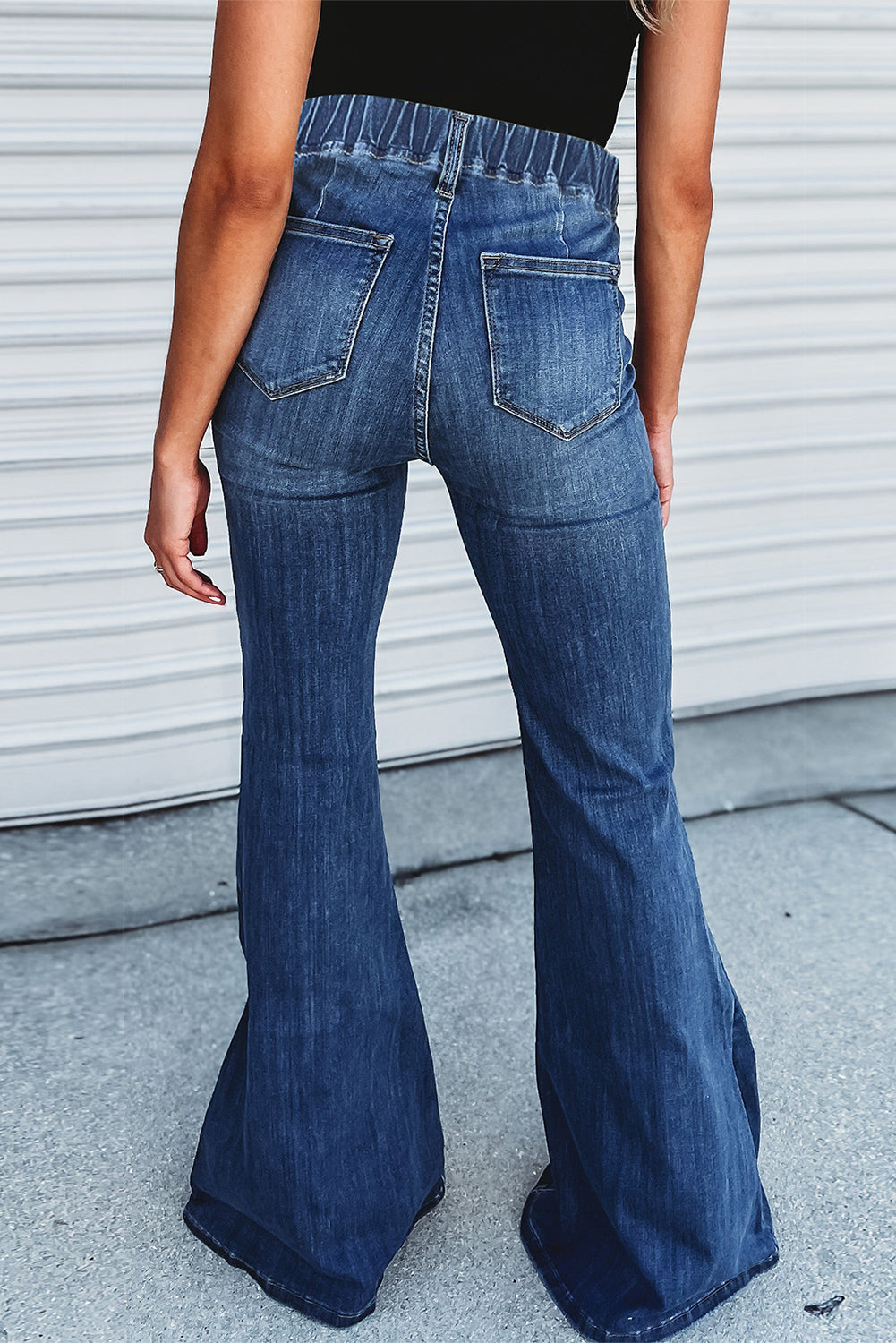 Elastic High Waist Flare Jeans, sz. 4-18