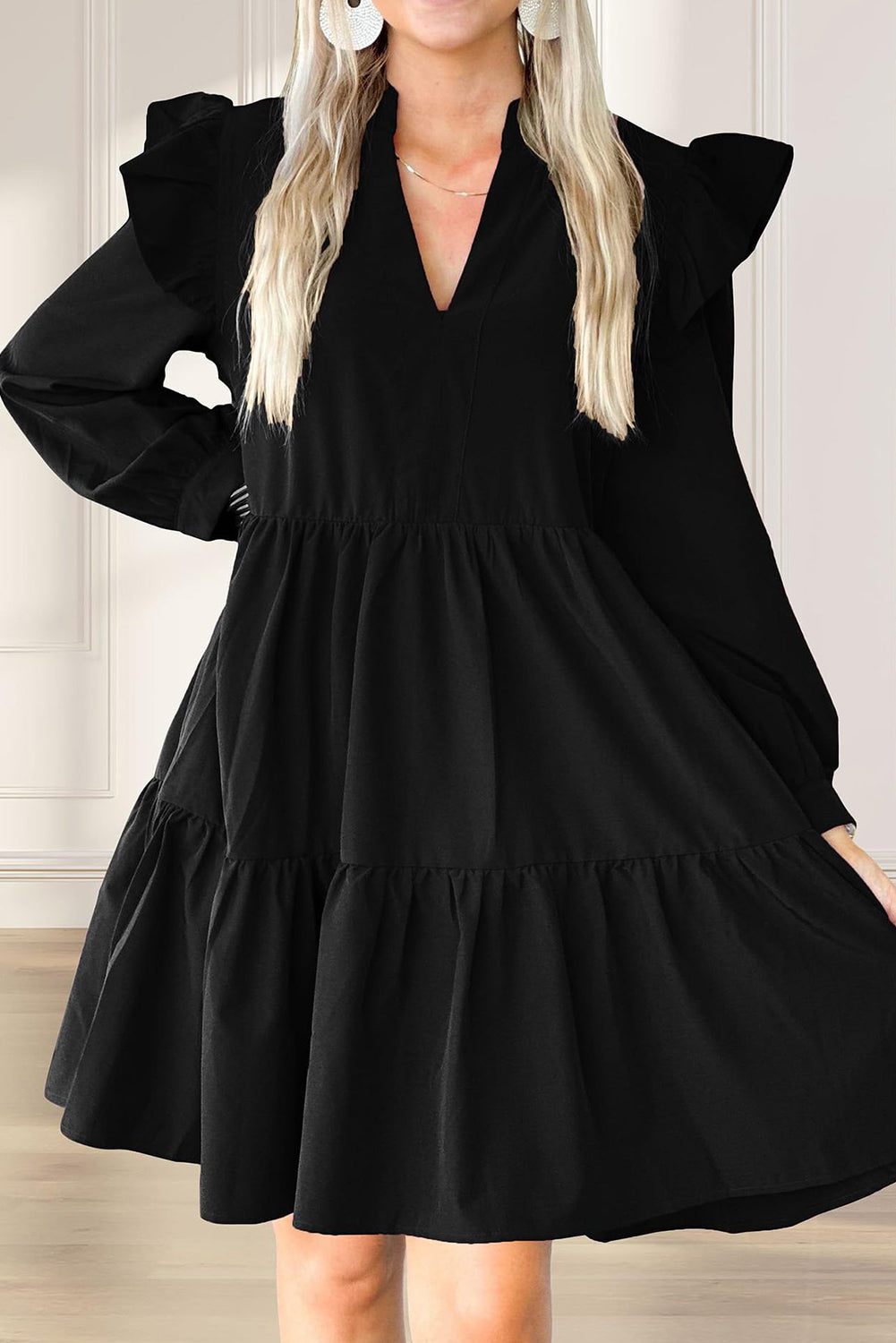 Tiered Ruffled Dress with Pockets, S-XL