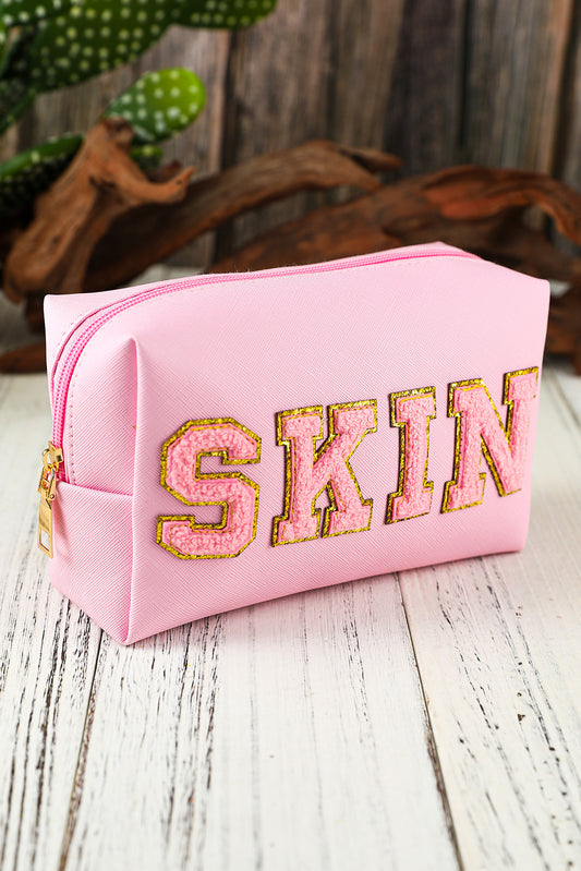 SKIN Chenille Patch Zipped Cosmetic Bag