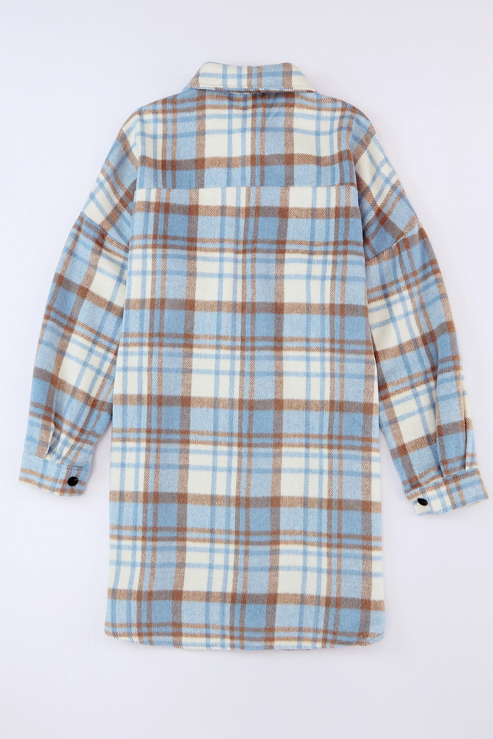 Sky Blue Plaid Shacket, S-2XL