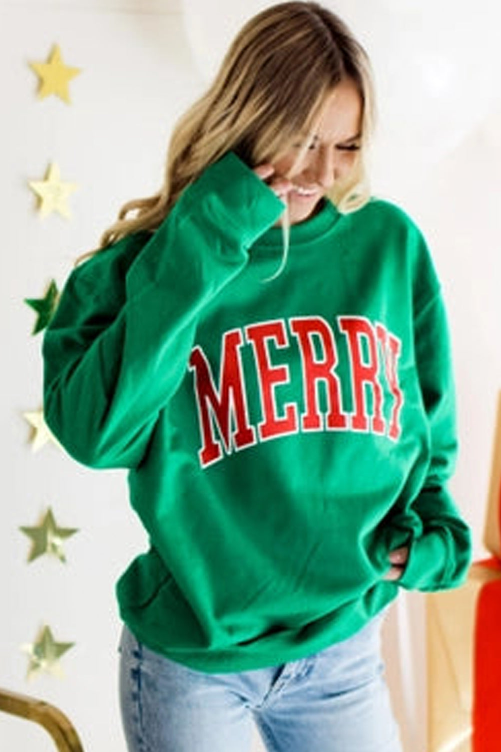 LUCKY Chenille Embroidered Pullover Sweatshirt, S-XL