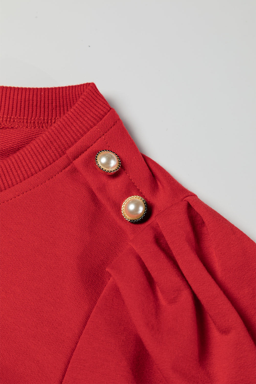 Button Tab Detail Long Sleeve Top, S-XL, two color choices