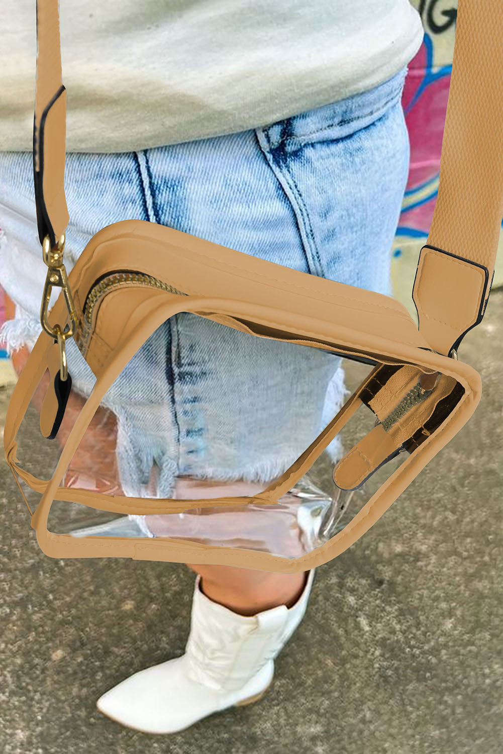 White Clear PVC Leather Strap Crossbody Bag, Several color choices!