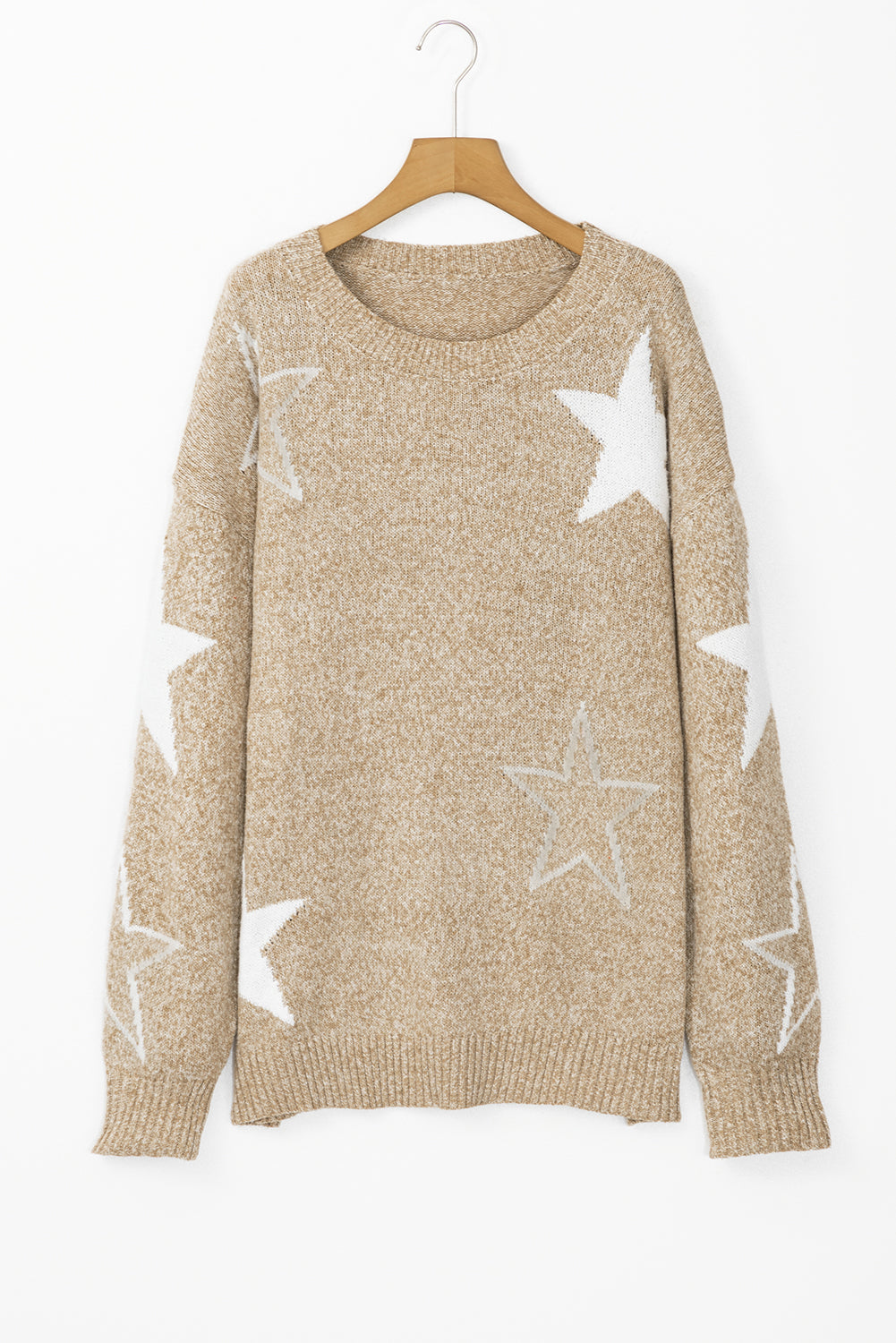 Star Pattern Drop Shoulder Sweater, 1XL-4XL