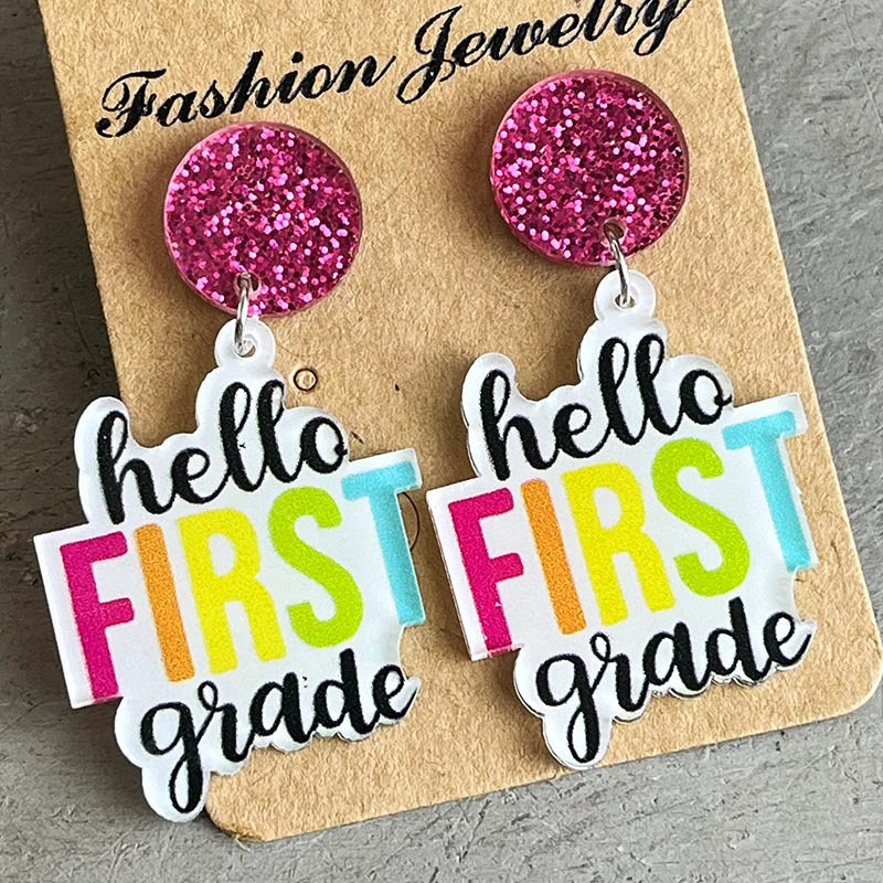 HELLO K-5th GRADE Acrylic Dangle Earrings