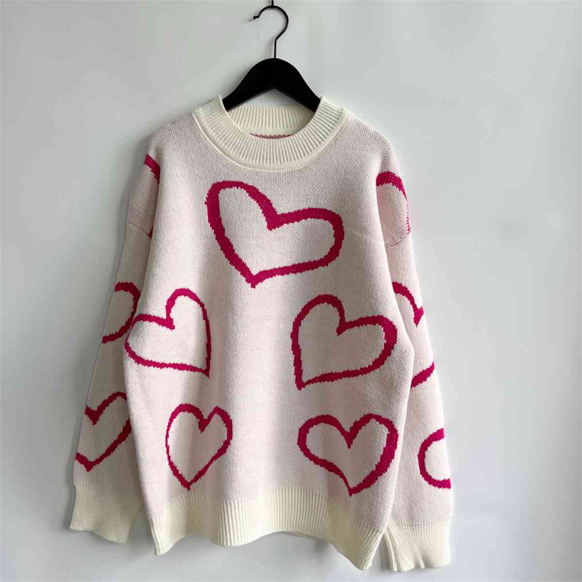 Heart Pattern Long Sleeve Sweater, S-XL, several color choices