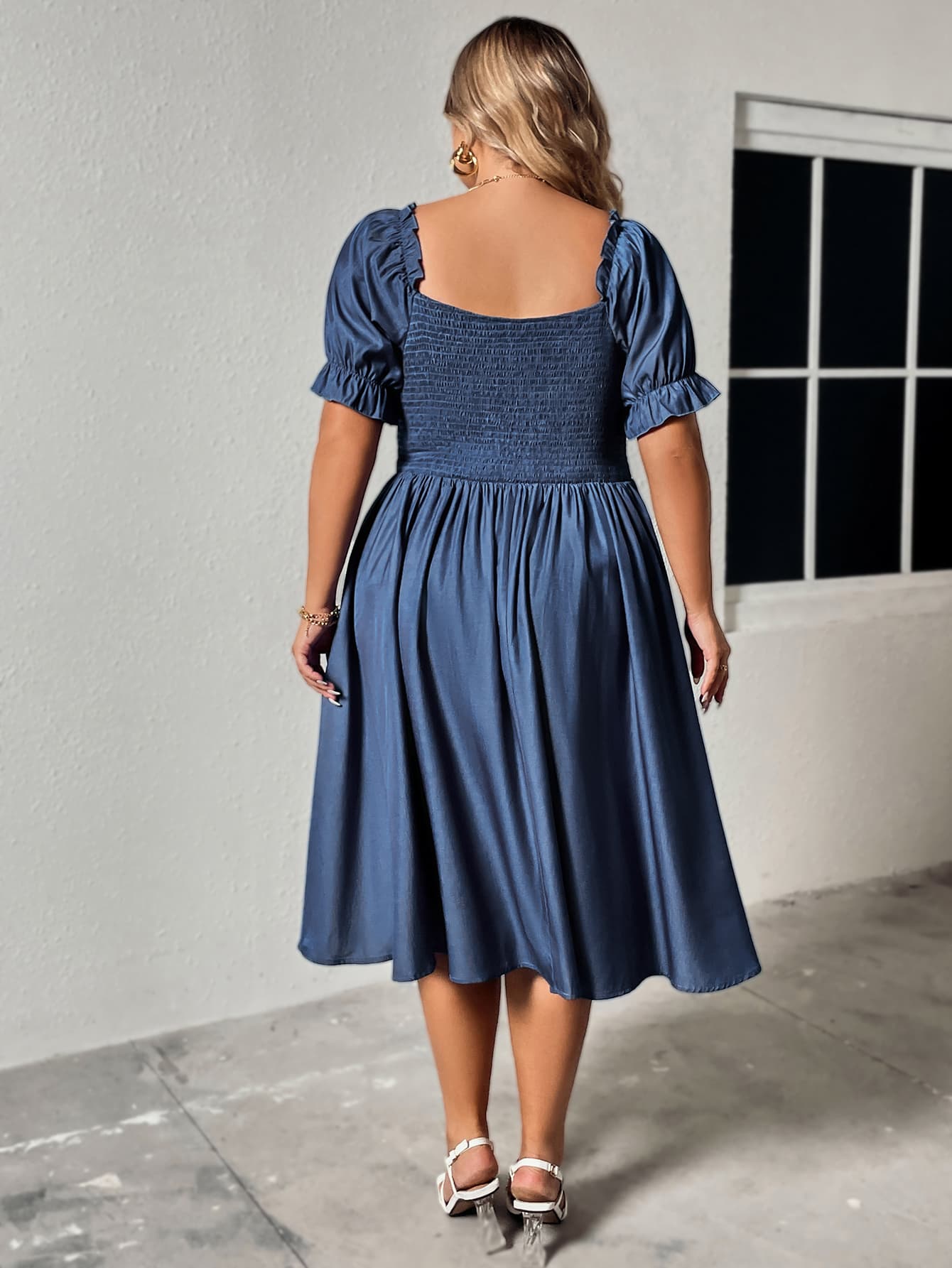 Ruched Sweetheart Neck Dress, 1XL-4XL