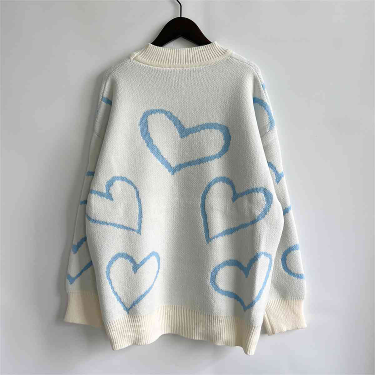 Heart Pattern Long Sleeve Sweater, S-XL, several color choices