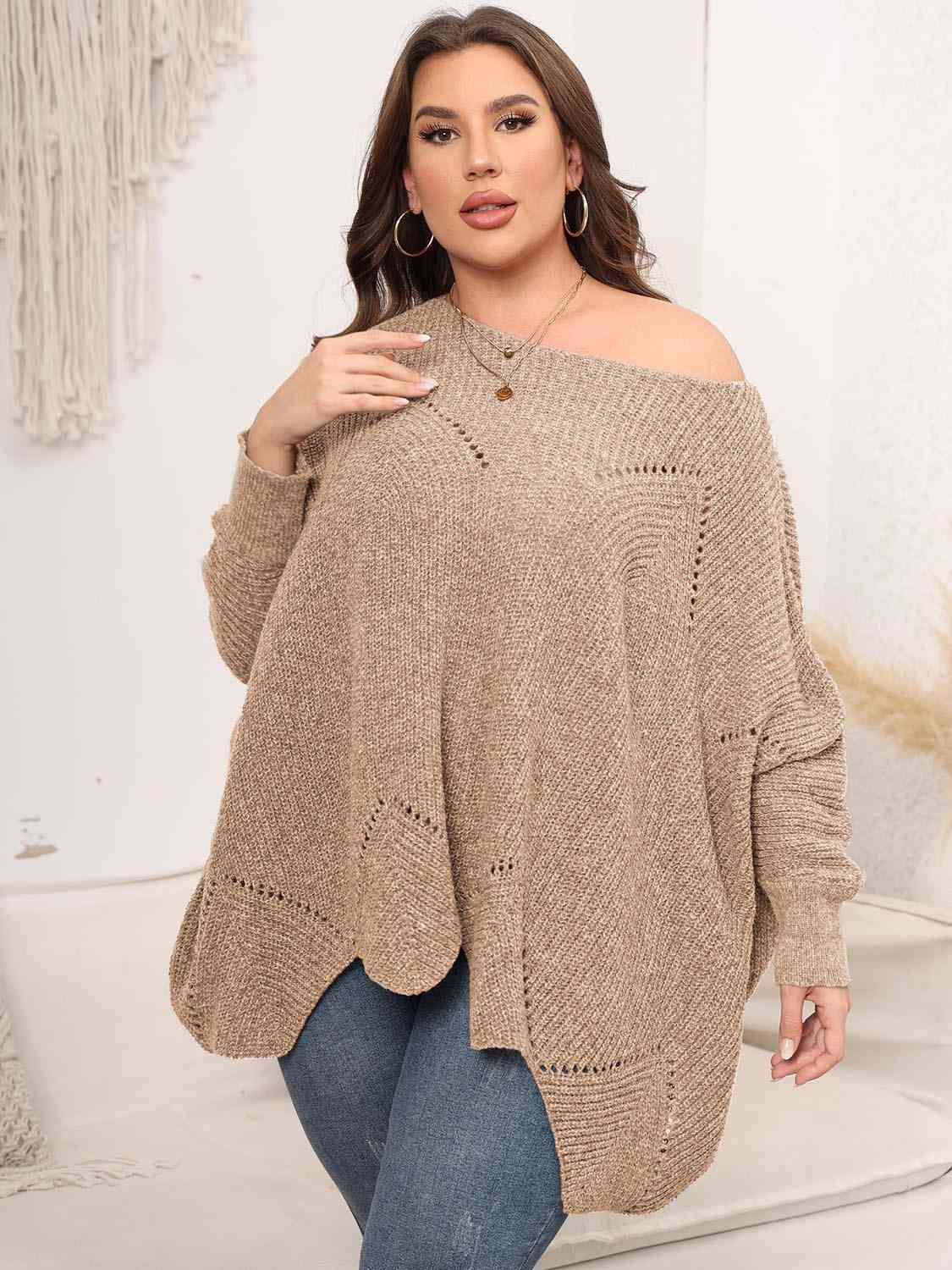 Round Neck Batwing Sleeve Sweater, 1XL-3XL, several color choices