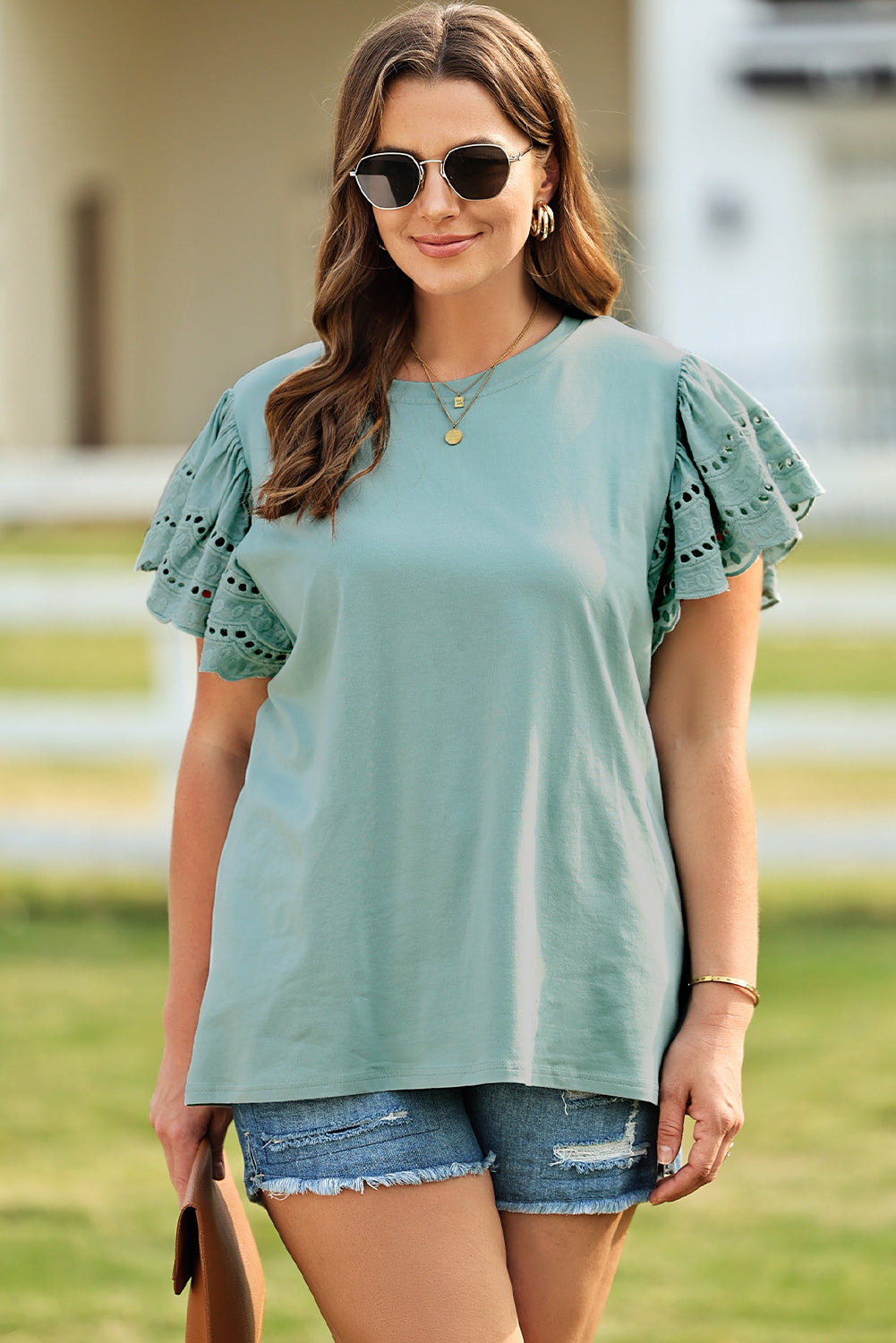 Butterfly Sleeve Top, 1XL-5XL, two color choices