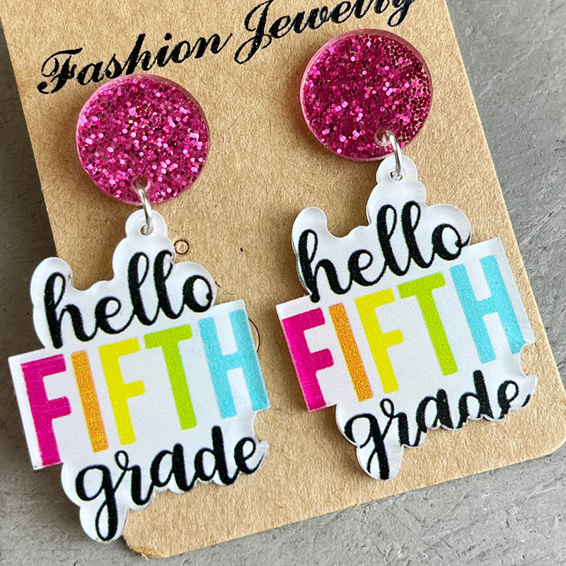 HELLO K-5th GRADE Acrylic Dangle Earrings