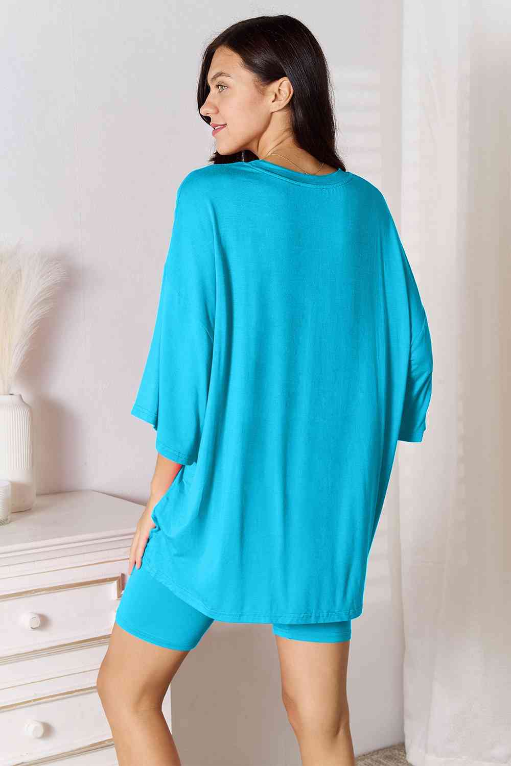 Three-Quarter Sleeve Top and Shorts Set, S-3XL, several color choices