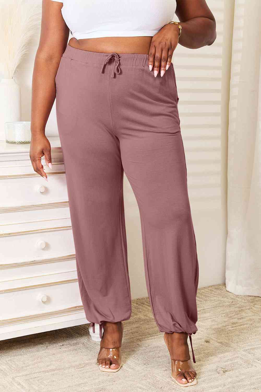 Rayon Drawstring Waist Pants with Pockets, S-3XL, several color choices