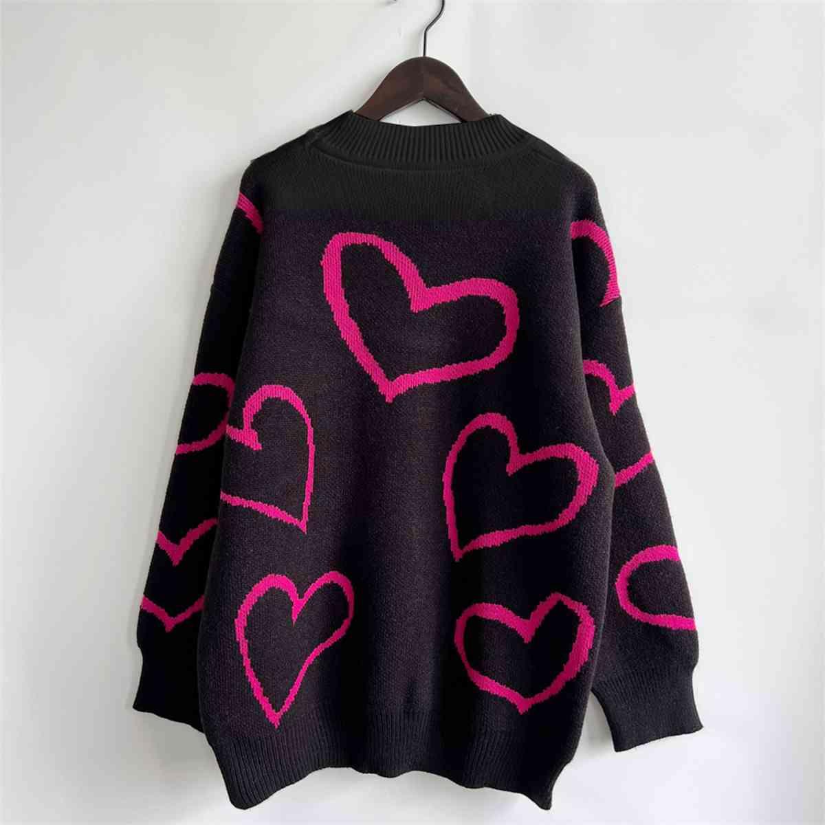 Heart Pattern Long Sleeve Sweater, S-XL, several color choices