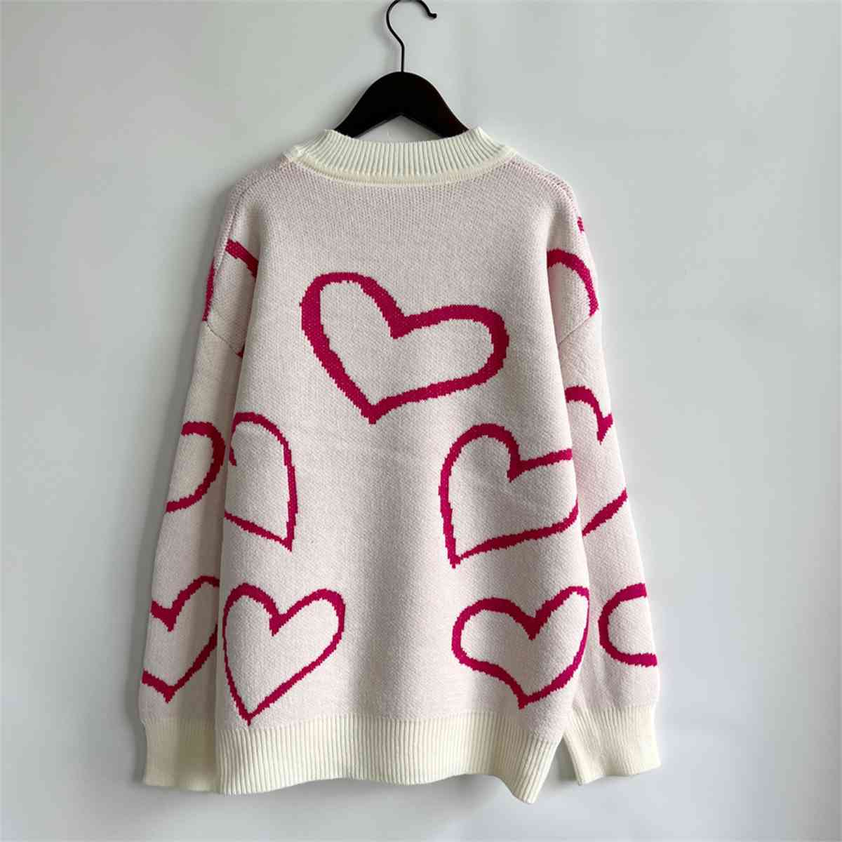 Heart Pattern Long Sleeve Sweater, S-XL, several color choices