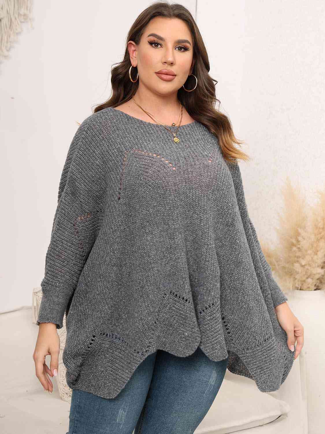 Round Neck Batwing Sleeve Sweater, 1XL-3XL, several color choices