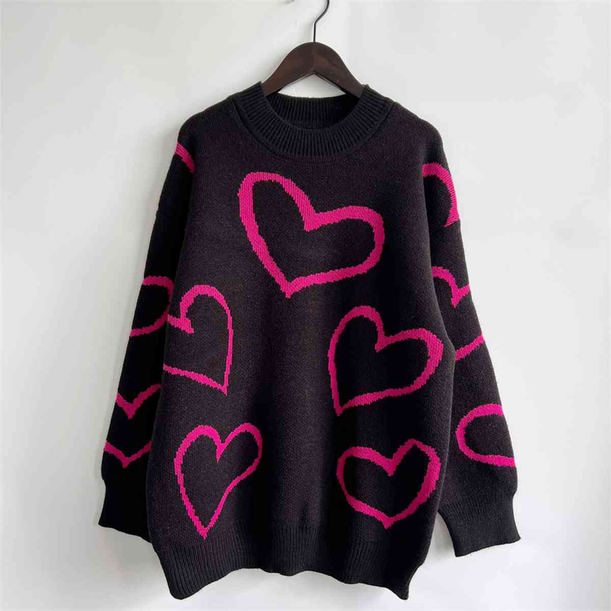 Heart Pattern Long Sleeve Sweater, S-XL, several color choices