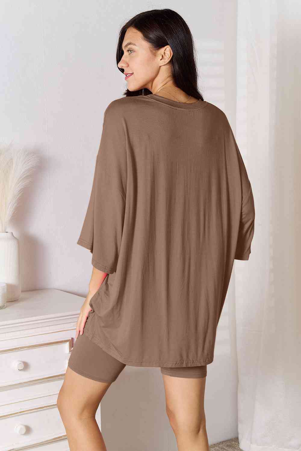 Three-Quarter Sleeve Top and Shorts Set, S-3XL, several color choices