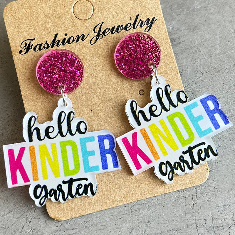 HELLO K-5th GRADE Acrylic Dangle Earrings