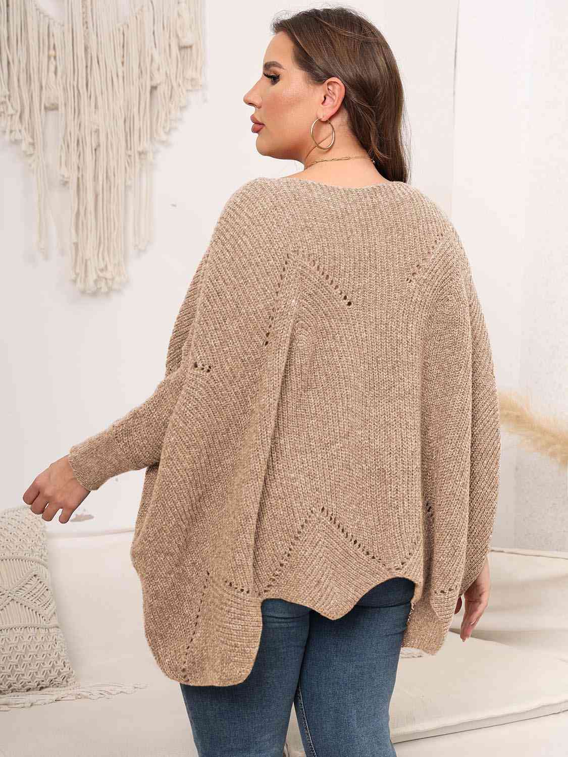 Round Neck Batwing Sleeve Sweater, 1XL-3XL, several color choices