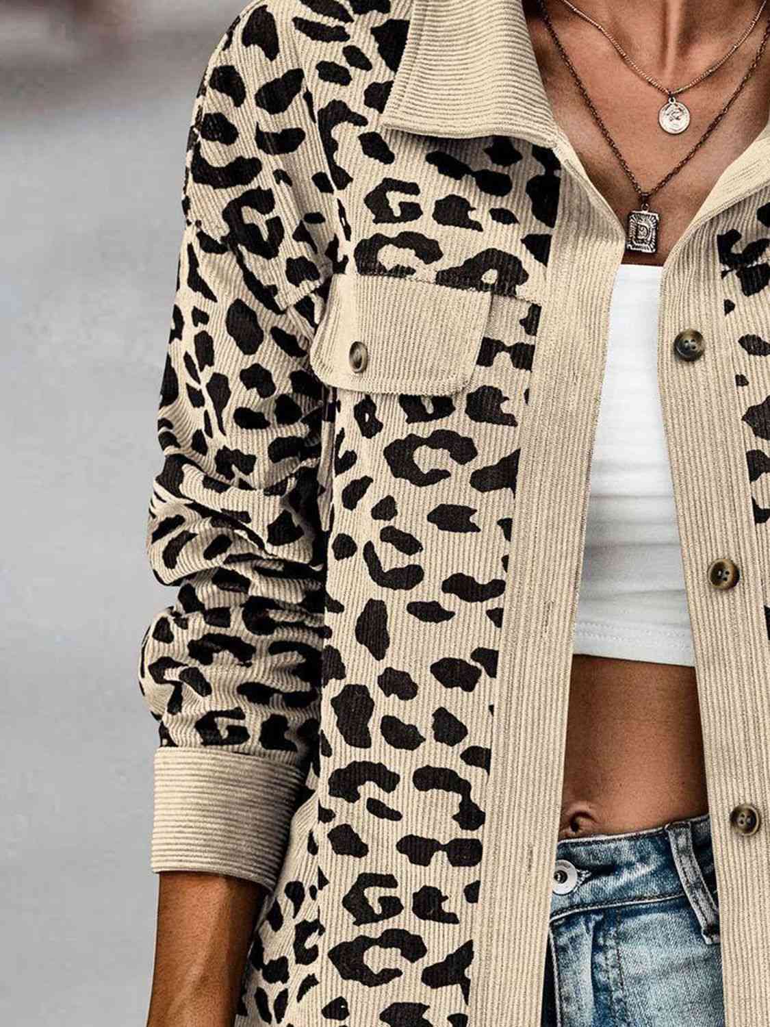 Leopard Buttoned Jacket, S-3XL, several color choices