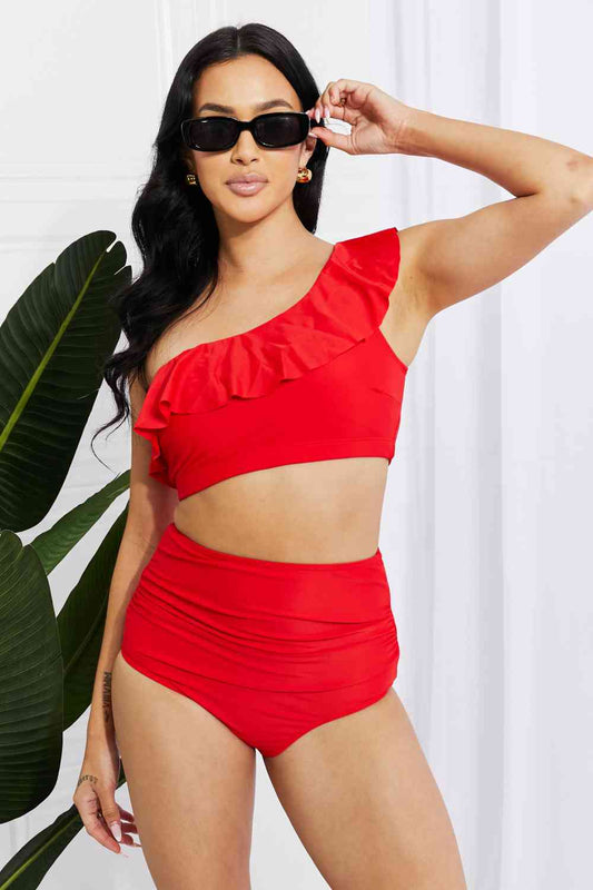 Ruffle One-Shoulder Bikini, S-2XL, Scarlett