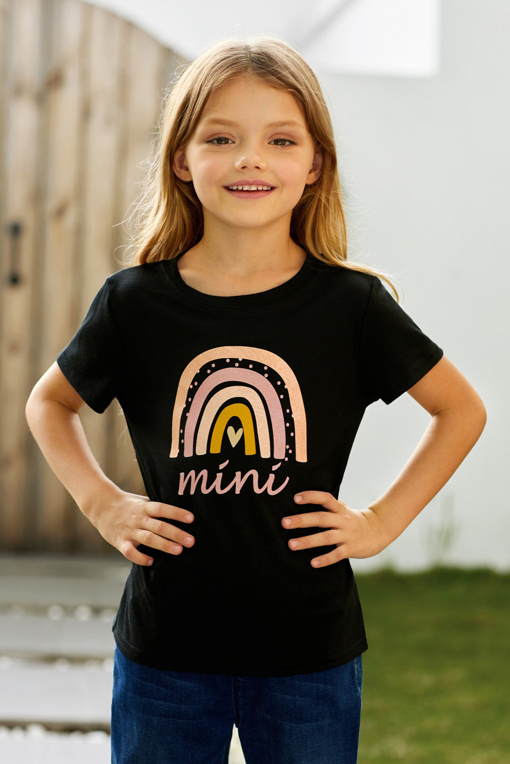 Mini Graphic Round Neck Tee Shirt, 4Y-13Y, Two color choices!