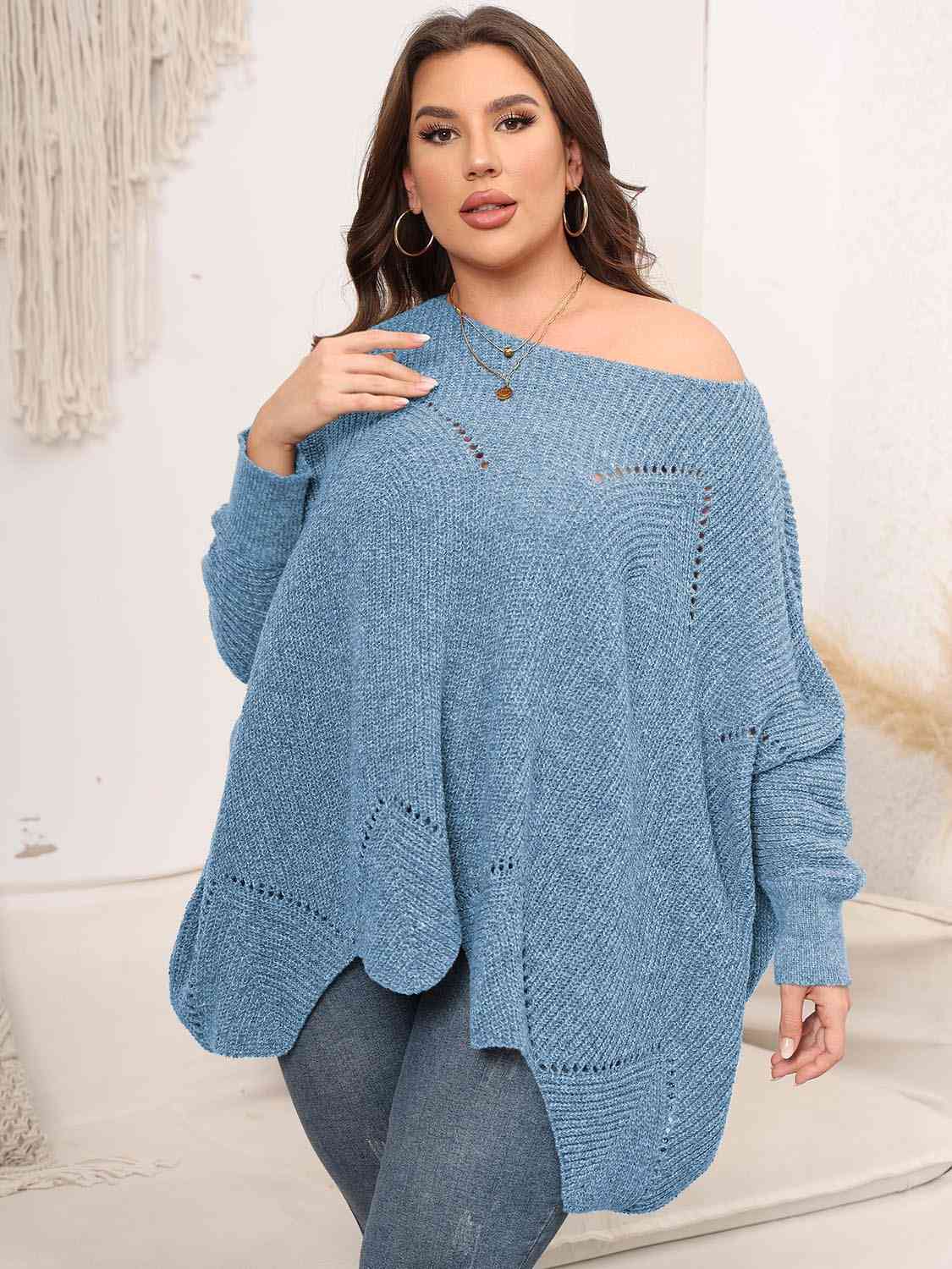 Round Neck Batwing Sleeve Sweater, 1XL-3XL, several color choices