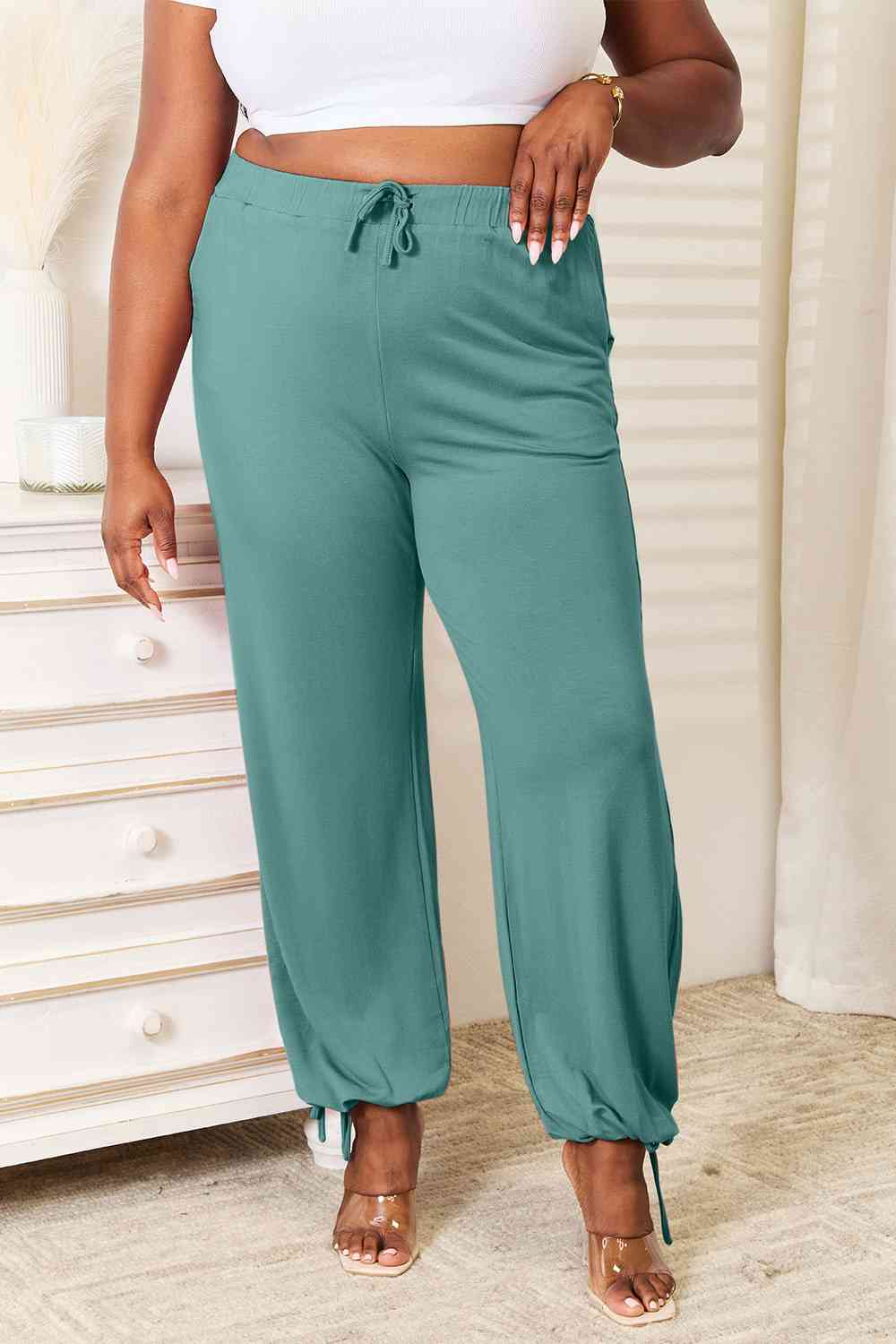 Rayon Drawstring Waist Pants with Pockets, S-3XL, several color choices