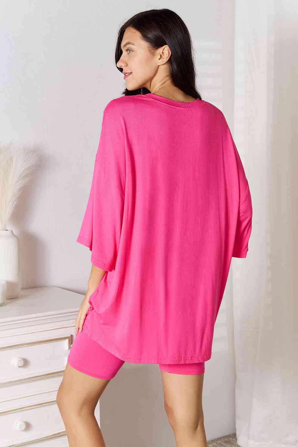 Three-Quarter Sleeve Top and Shorts Set, S-3XL, several color choices