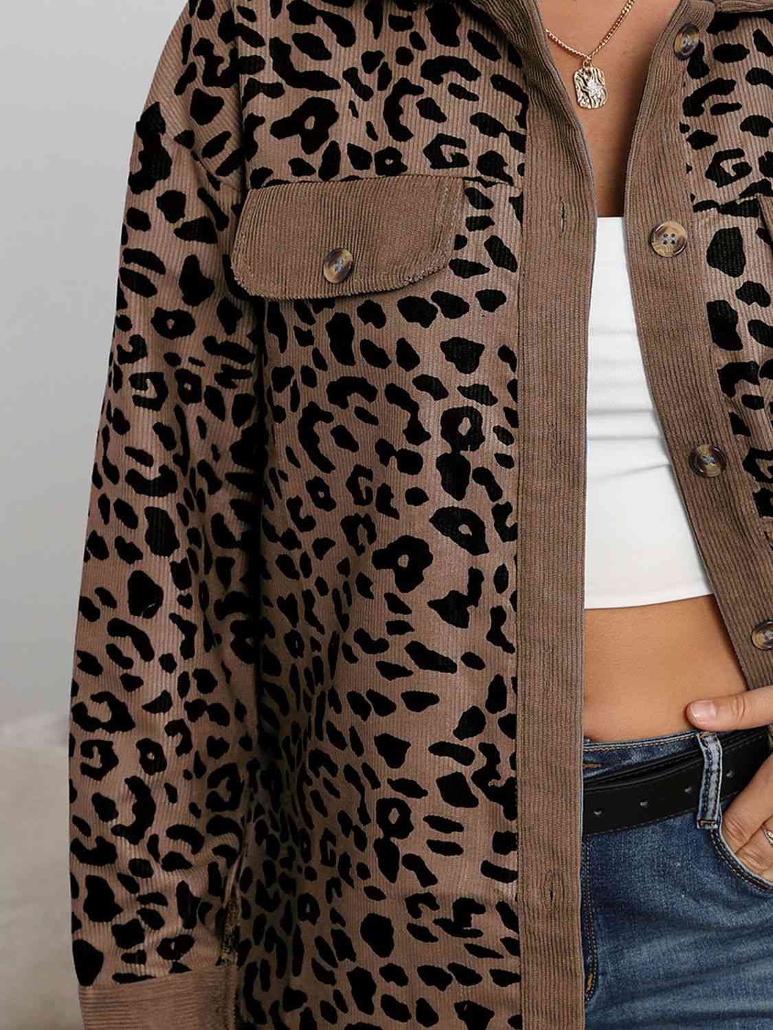 Leopard Buttoned Jacket, S-3XL, several color choices