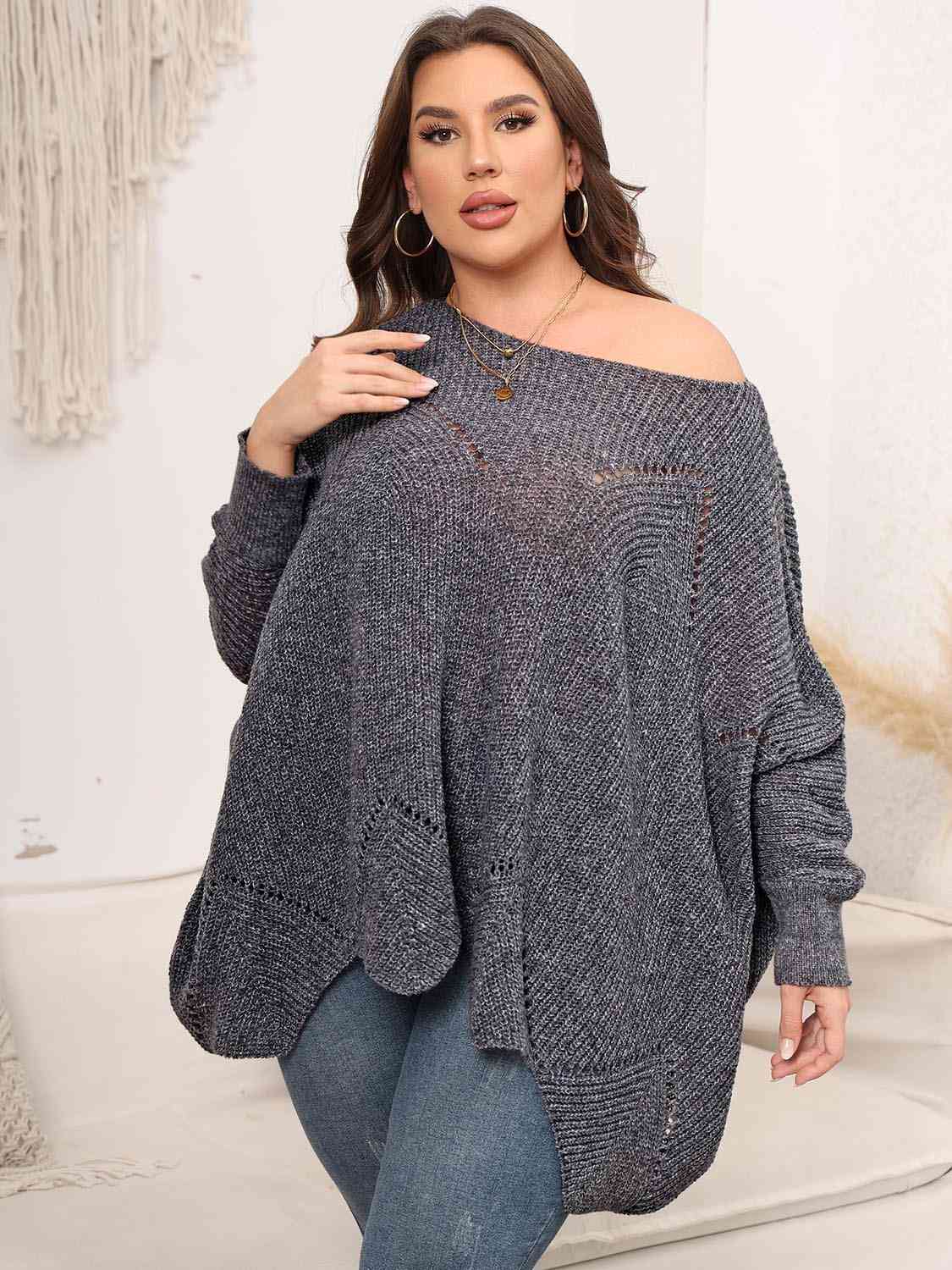 Round Neck Batwing Sleeve Sweater, 1XL-3XL, several color choices