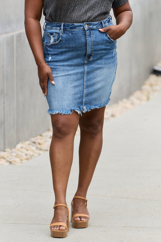 Denim Mini Skirt, S-3XL