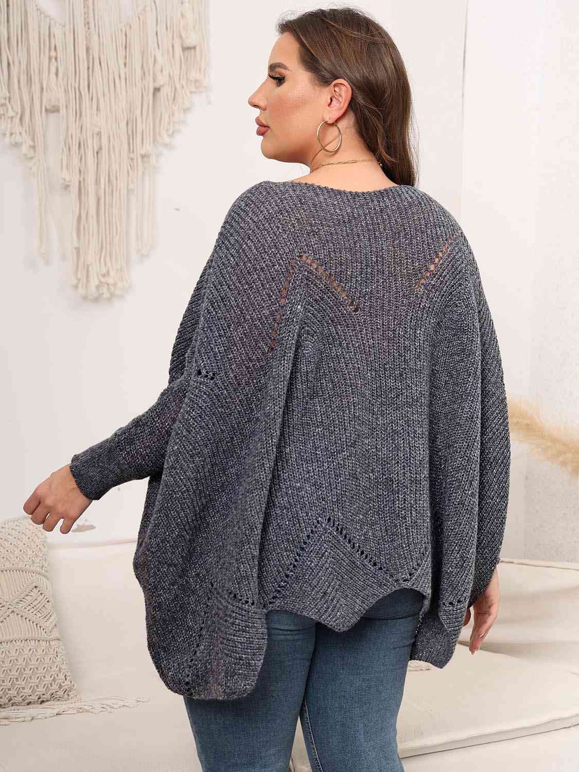 Round Neck Batwing Sleeve Sweater, 1XL-3XL, several color choices