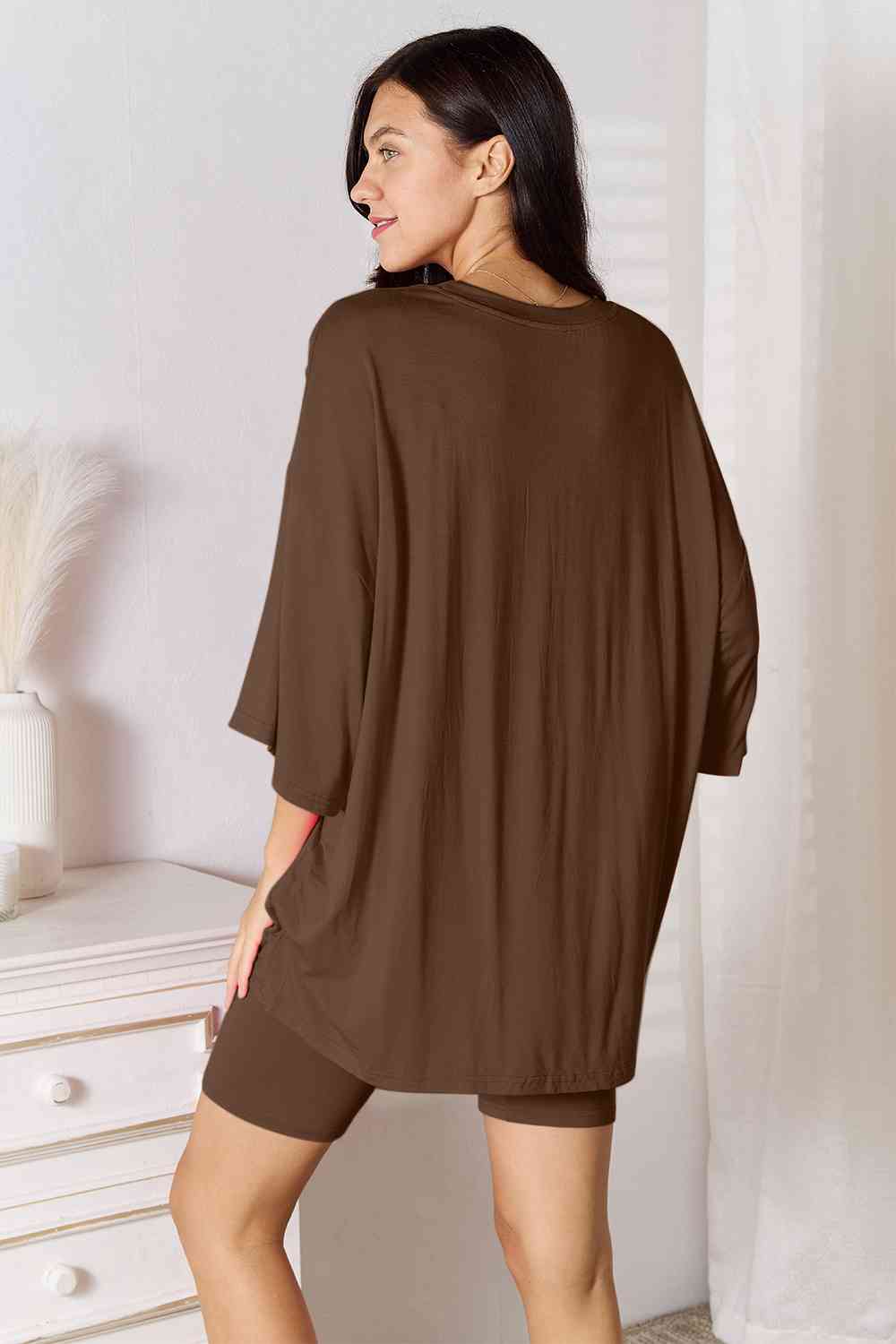 Three-Quarter Sleeve Top and Shorts Set, S-3XL, several color choices