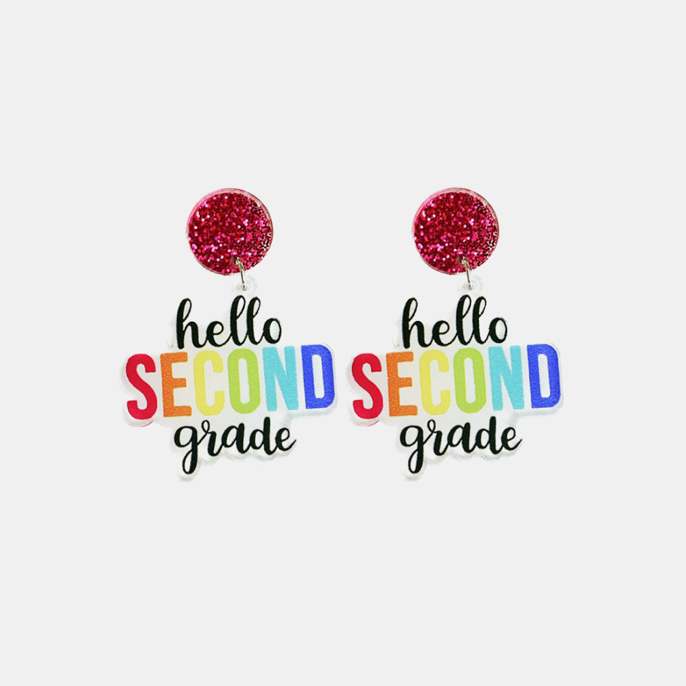 HELLO K-5th GRADE Acrylic Dangle Earrings