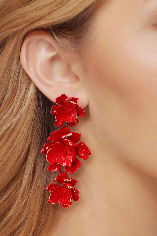 Flower Shape Zinc Alloy Dangle Earrings, several color choices