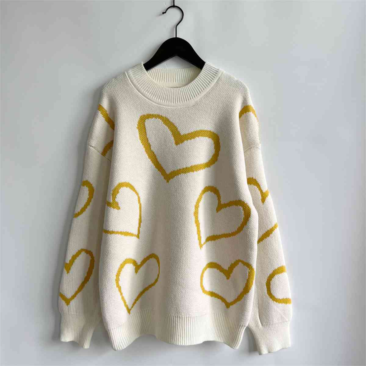 Heart Pattern Long Sleeve Sweater, S-XL, several color choices